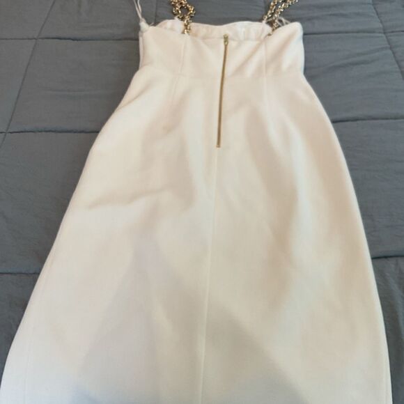 Rebecca Vallance Pierson Chain Strap Ivory White Midi Dress Size 8 - Picture 6 of 7